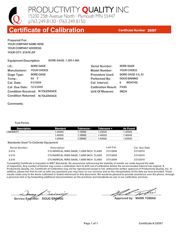 Bore Gage, Dial or Digital Calibration
